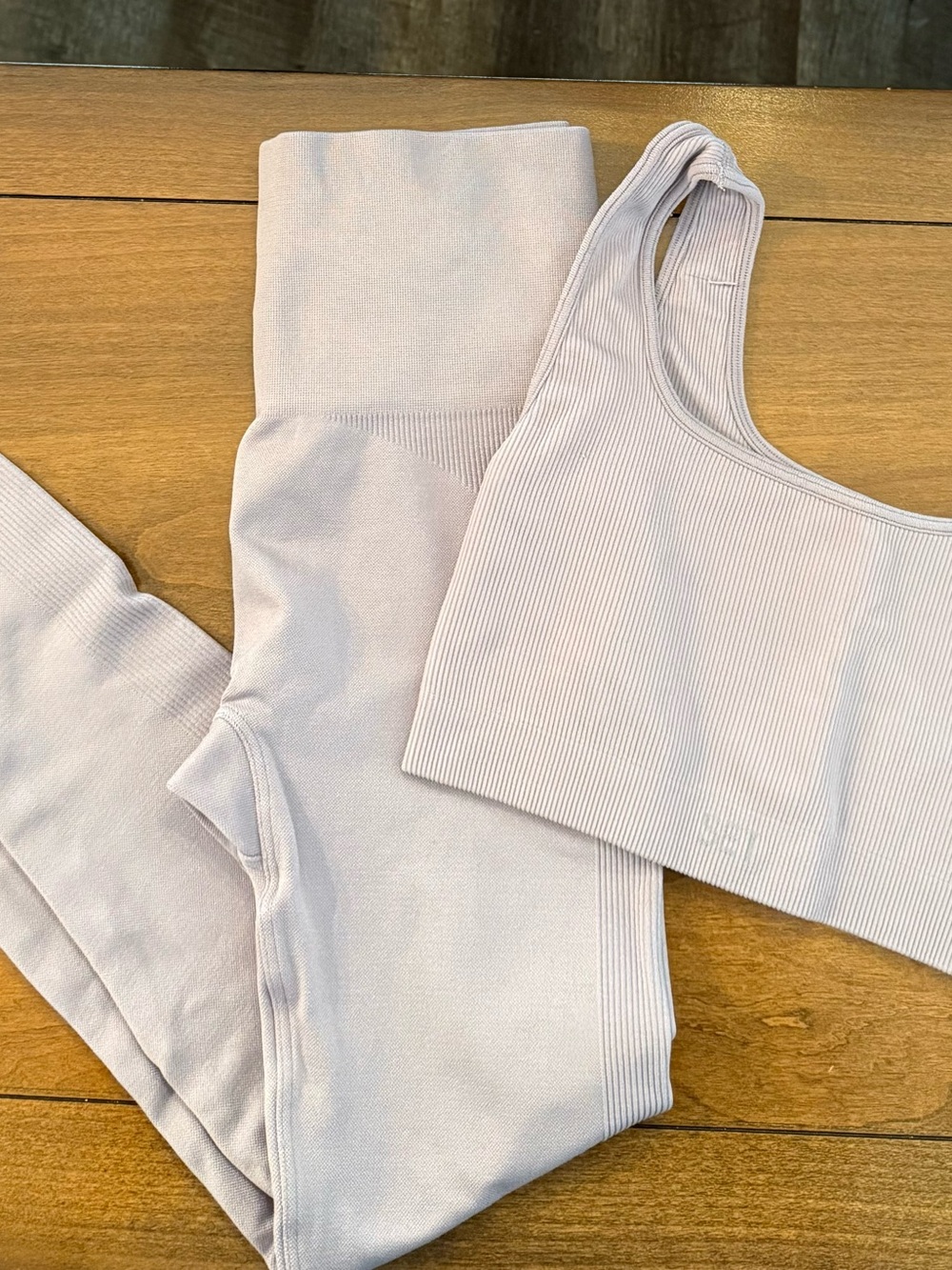 SET Active Ribbed Lavender Leggings and Matching Crop Top